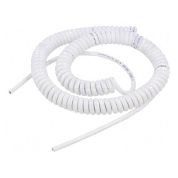 Cablu spiralat neecranat PUR alb 0,5m-2m