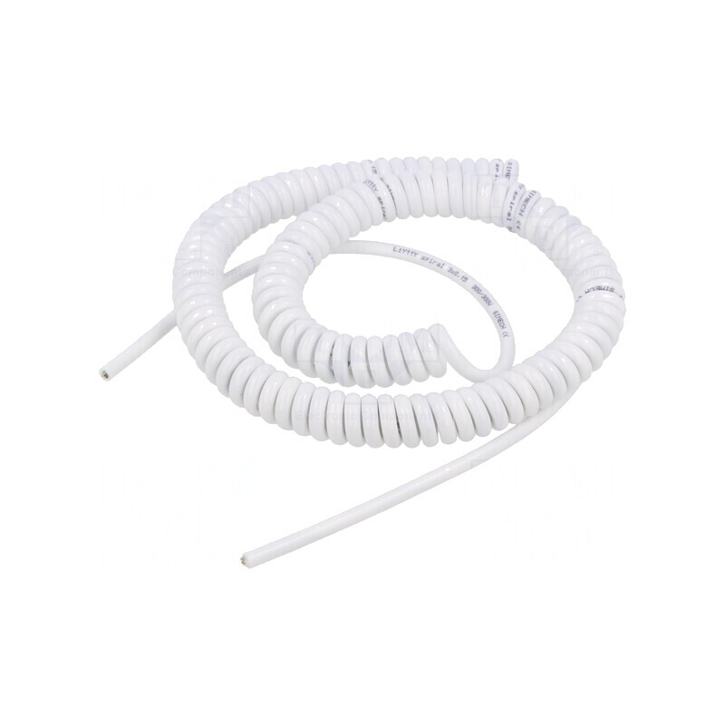 Cablu spiralat neecranat PUR alb 0,5m-2m | Electronic-mag.ro | Componente Electronice