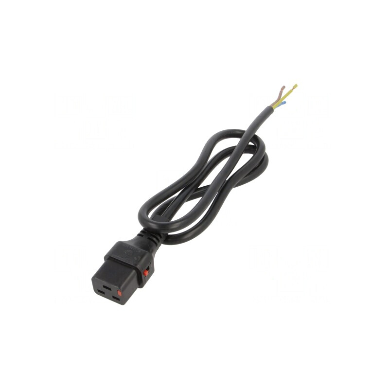 Cablu IEC C19 Mamă cu Blocare 1m Negru 16A | Electronic-mag.ro | Componente Electronice