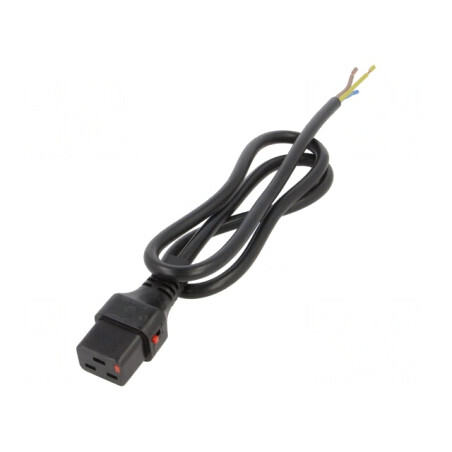 Cablu IEC C19 Mamă cu Blocare 1m Negru 16A | Electronic-mag.ro | Componente Electronice