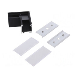 Conector 90° Negru Aluminiu Policarbonat LINEA20 | Electronic-mag.ro | Componente Electronice
