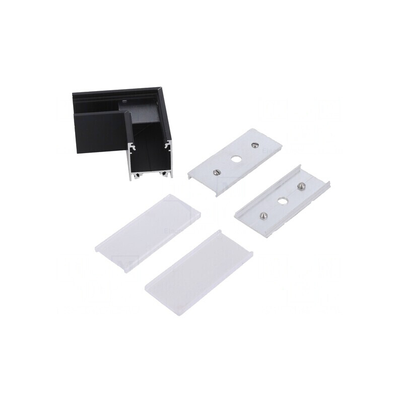 Conector 90° Negru Aluminiu Policarbonat LINEA20 | Electronic-mag.ro | Componente Electronice