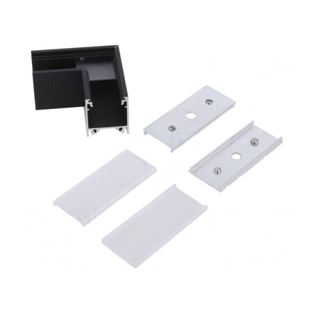 Conector 90° Negru Aluminiu Policarbonat LINEA20 | Electronic-mag.ro | Componente Electronice