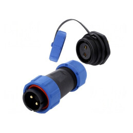Conector Circular Tată-Mamă 2 PIN 3A IP67 500V Lipire | Electronic-mag.ro | Componente Electronice