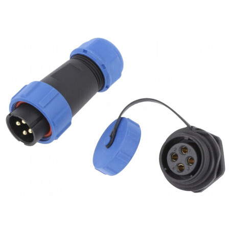 Conector Circular Tată-Mamă 4 PIN 3A IP67 500V | Electronic-mag.ro | Componente Electronice