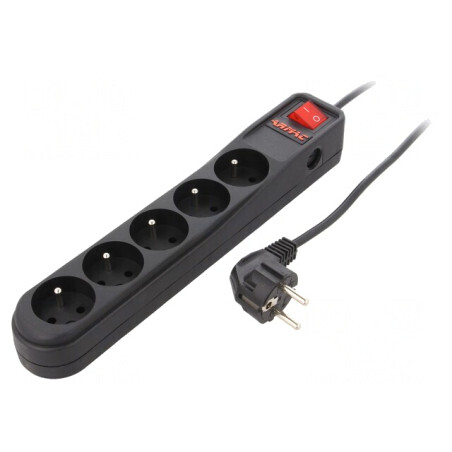 Prelungitor cu 5 Prize și Protecție la Supratensiune 10A | Electronic-mag.ro | Componente Electronice
