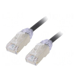 Patch cord F/UTP Cat6a negru 0,5m