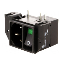 Conector Alimentare AC Soclu Tată 10A IEC 60320 C14 THT | Electronic-mag.ro | Componente Electronice