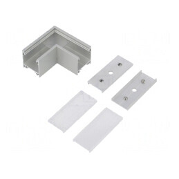 Conector 90° Aluminiu Argintiu LINEA20 | Electronic-mag.ro | Componente Electronice