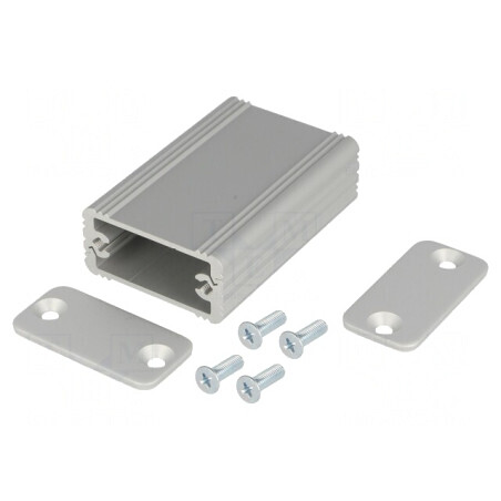 Carcasă aluminiu gri cu panou AKG 33x50x16mm | Electronic-mag.ro | Componente Electronice