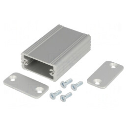 Carcasă aluminiu gri cu panou AKG 33x50x16mm | Electronic-mag.ro | Componente Electronice