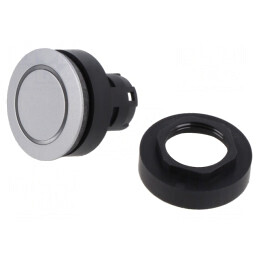 Comutator apăsare 22mm argintiu IP65 plat | Electronic-mag.ro | Componente Electronice