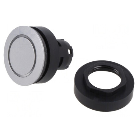 Comutator apăsare 22mm argintiu IP65 plat | Electronic-mag.ro | Componente Electronice