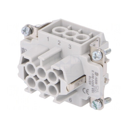 Conector HDC Mamă 500V 16A 6 PIN 6 PE 0.5-2.5mm² | Electronic-mag.ro | Componente Electronice