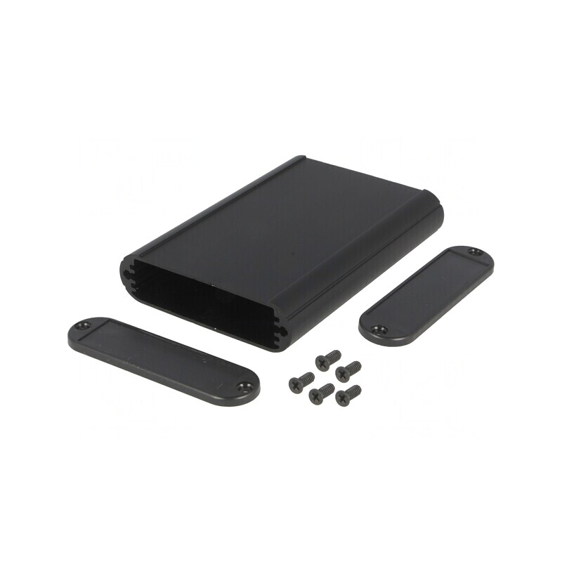 Carcasă aluminiu neagră 72x100x19mm | Electronic-mag.ro | Componente Electronice