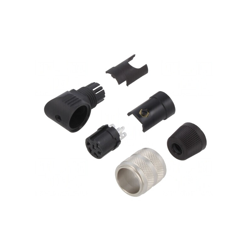 Conector M16 Mufă Mamă 6 PIN Lipire pe Cablu 5A 150V IP40 | Electronic-mag.ro | Componente Electronice