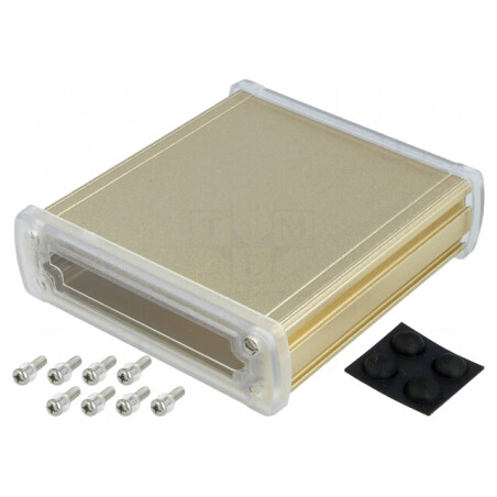 Carcasă Universală Aluminiu Aurit 113.7mm x 119mm x 35.2mm | Electronic-mag.ro | Componente Electronice