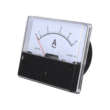 Ampermetru Panou AC 0-5A Clasa 2.5 72x62x40mm 52mm | Electronic-mag.ro | Componente Electronice