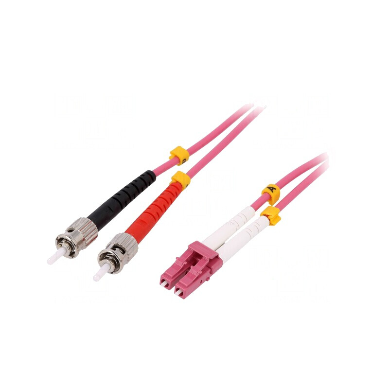 Patch cord fibră OM4 LC/UPC-ST/UPC 3m roz LSZH 2mm | Electronic-mag.ro | Componente Electronice
