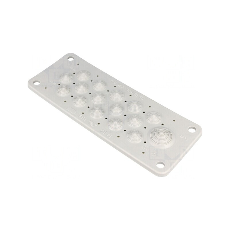 Garnitură gri deschis cu 16 orificii IP54 | Electronic-mag.ro | Componente Electronice