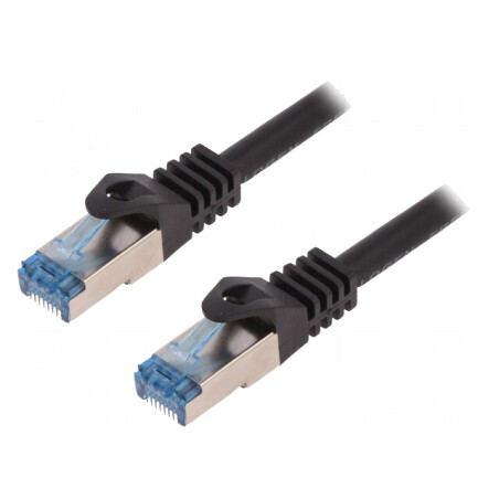 Patch Cord S/FTP Cat6a Negru 10m LSZH 26AWG | Electronic-mag.ro | Componente Electronice