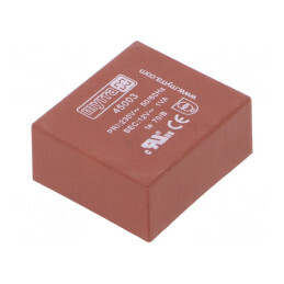 Transformator încapsulat 1VA 230VAC 12V 83mA PCB 34x31x15mm | Electronic-mag.ro | Componente Electronice
