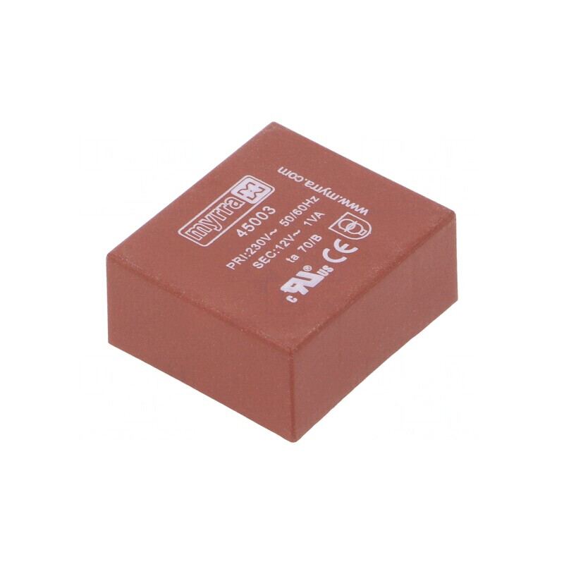 Transformator încapsulat 1VA 230VAC 12V 83mA PCB 34x31x15mm | Electronic-mag.ro | Componente Electronice