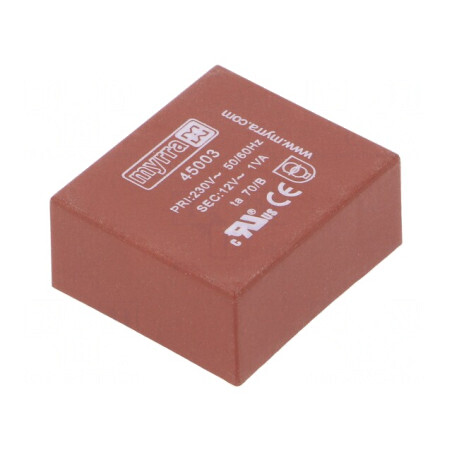 Transformator încapsulat 1VA 230VAC 12V 83mA PCB 34x31x15mm | Electronic-mag.ro | Componente Electronice