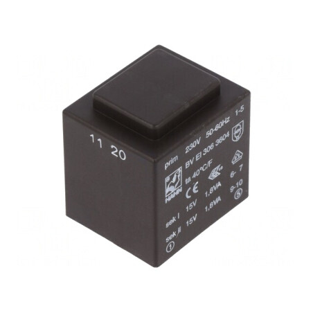 Transformator încapsulat 3,6VA 230VAC 15V 120mA | Electronic-mag.ro | Componente Electronice