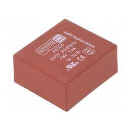 Transformator Încapsulat 1VA 230VAC 18V 56mA PCB 34x31x15mm | Electronic-mag.ro | Componente Electronice