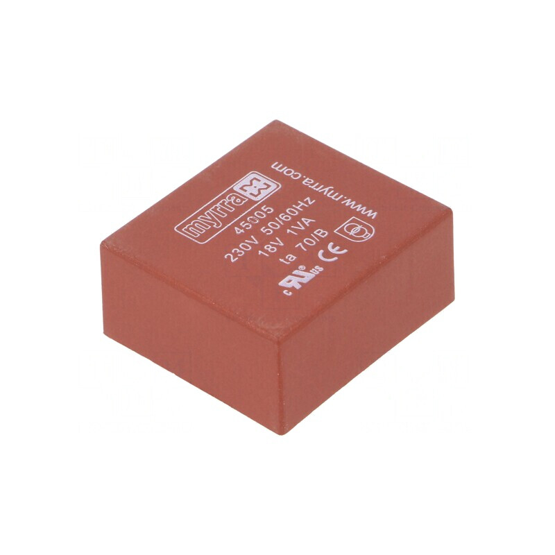 Transformator Încapsulat 1VA 230VAC 18V 56mA PCB 34x31x15mm | Electronic-mag.ro | Componente Electronice