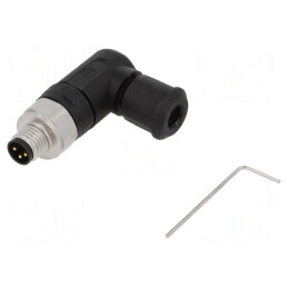 Conector M8 tată 3 PIN 90° IP67 pe cablu 4A