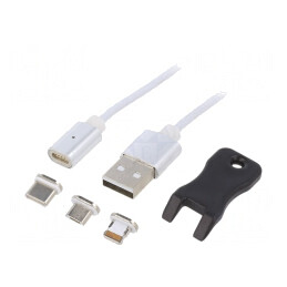 Cablu Magnetic USB 2.0 1m Alb TPE | Electronic-mag.ro | Componente Electronice