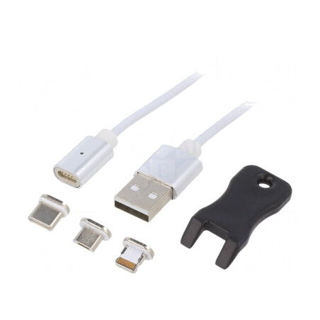 Cablu Magnetic USB 2.0 1m Alb TPE | Electronic-mag.ro | Componente Electronice
