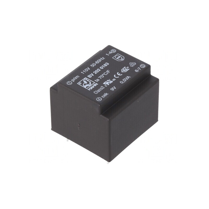 Transformator încapsulat 0,5VA 115VAC 9V 56mA PCB | Electronic-mag.ro | Componente Electronice