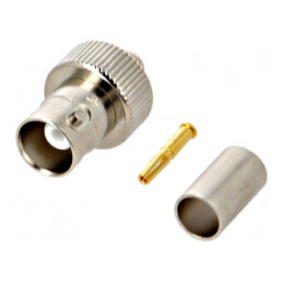 Mufă BNC Mamă Drept 50Ω Crimpat PTFE Aurit | Electronic-mag.ro | Componente Electronice