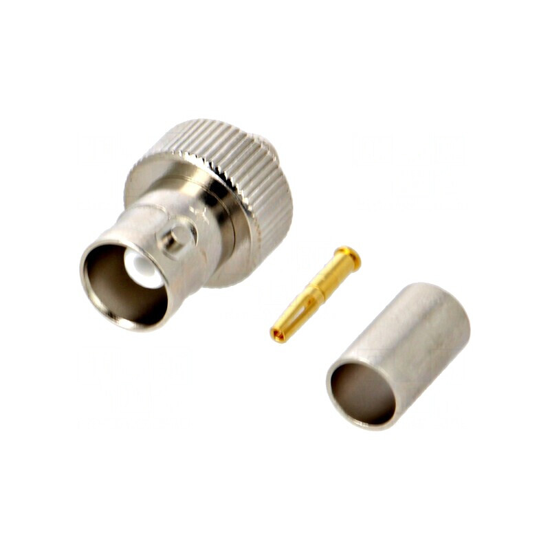 Mufă BNC Mamă Drept 50Ω Crimpat PTFE Aurit | Electronic-mag.ro | Componente Electronice