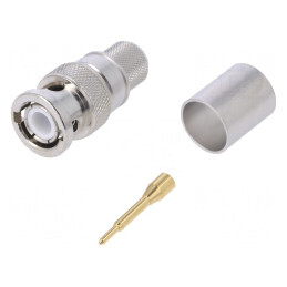 Mufă BNC Tată Drept 50Ω Crimpat PTFE Aurit | Electronic-mag.ro | Componente Electronice