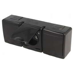Conector de Alimentare AC 2P PE 250V 16A Negru pentru Montaj Pe Perete | Electronic-mag.ro | Componente Electronice