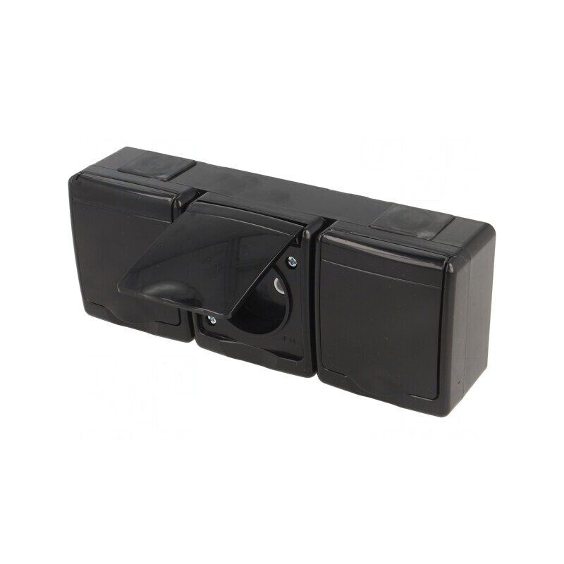 Conector de Alimentare AC 2P PE 250V 16A Negru pentru Montaj Pe Perete | Electronic-mag.ro | Componente Electronice