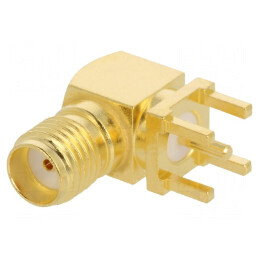 Mufă SMA mamă unghi 90° 50Ω PTFE aurit | Electronic-mag.ro | Componente Electronice