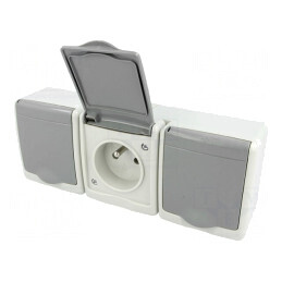 Conector Alimentare AC 2P + PE 250V 16A Gri Murale | Electronic-mag.ro | Componente Electronice