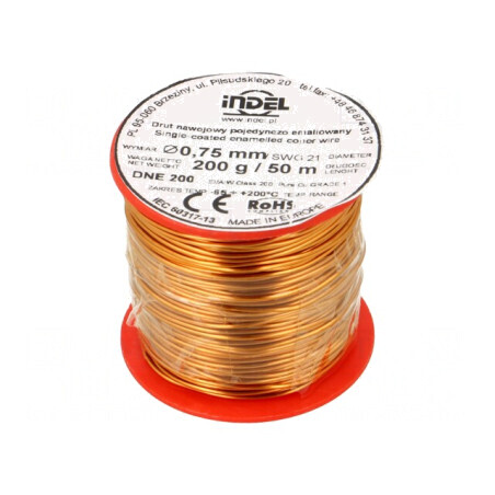 Sârmă Emailată Cu 0,75mm 0,2kg Temperatură -65÷200°C | Electronic-mag.ro | Componente Electronice