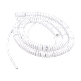 Cablu spiralat 0,5m-2m alb PUR 300V | Electronic-mag.ro | Componente Electronice
