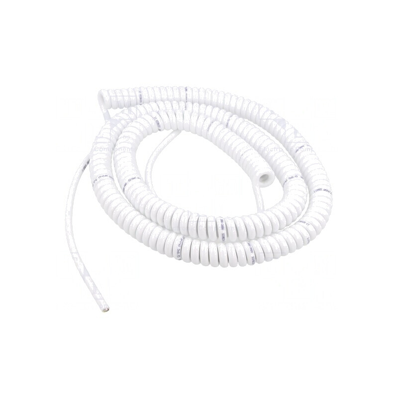 Cablu spiralat 0,5m-2m alb PUR 300V | Electronic-mag.ro | Componente Electronice