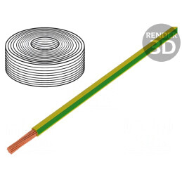 Cablu electric 1x10mm2 Cu PVC verde-galben 100m | Electronic-mag.ro | Componente Electronice