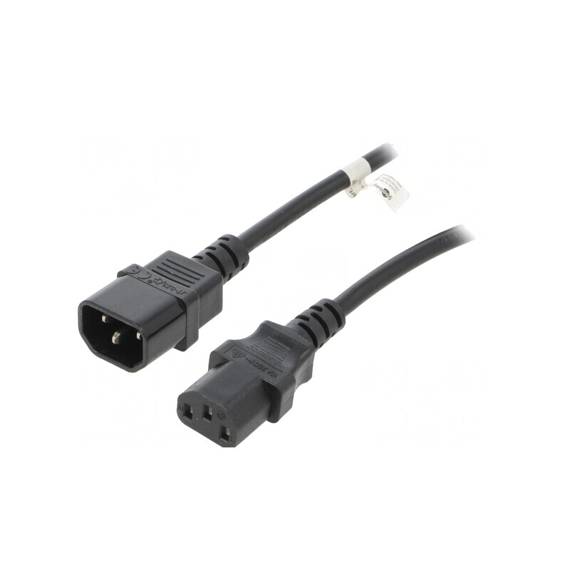 Cablu Prelungitor IEC C13 la C14 5m Negru 10A 250V | Electronic-mag.ro | Componente Electronice
