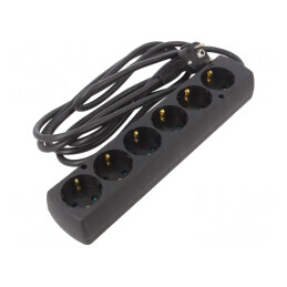 Prelungitor 6 Prize Schuko 3x1,5mm2 PVC Negru | Electronic-mag.ro | Componente Electronice