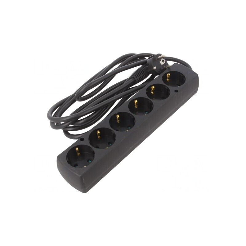 Prelungitor 6 Prize Schuko 3x1,5mm2 PVC Negru | Electronic-mag.ro | Componente Electronice