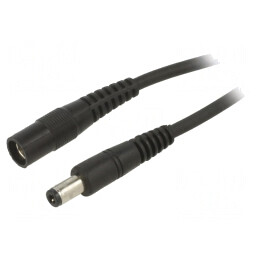 Cablu; 1x1mm2; DC 5,5/2,1 mufă,DC 5,5/2,1 soclu; drept; negru; 5m